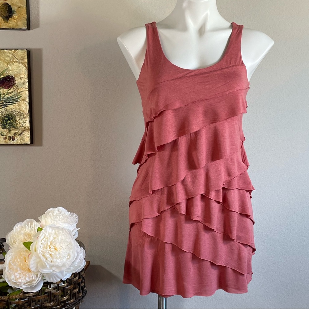 New York & Company Stretch Mauve Ruffled Minidress Size XS